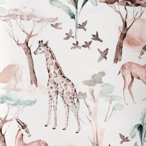 Tissu coton Girafe et Gazelle dans la brousse