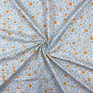 Tissu coton – Argeo Menthe Claire / Abricot