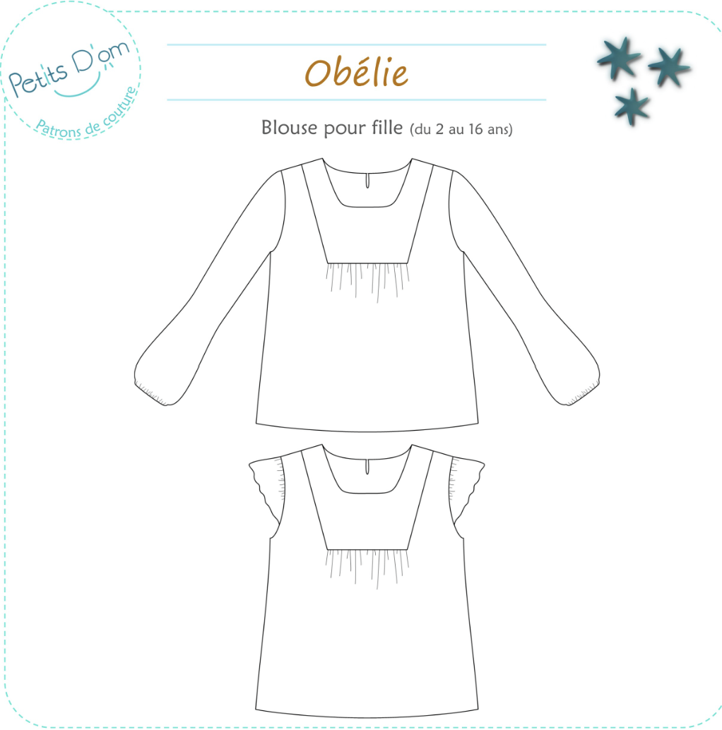 Patron de couture Blouse Obélie (2 à 16 ans) par Petits D’om