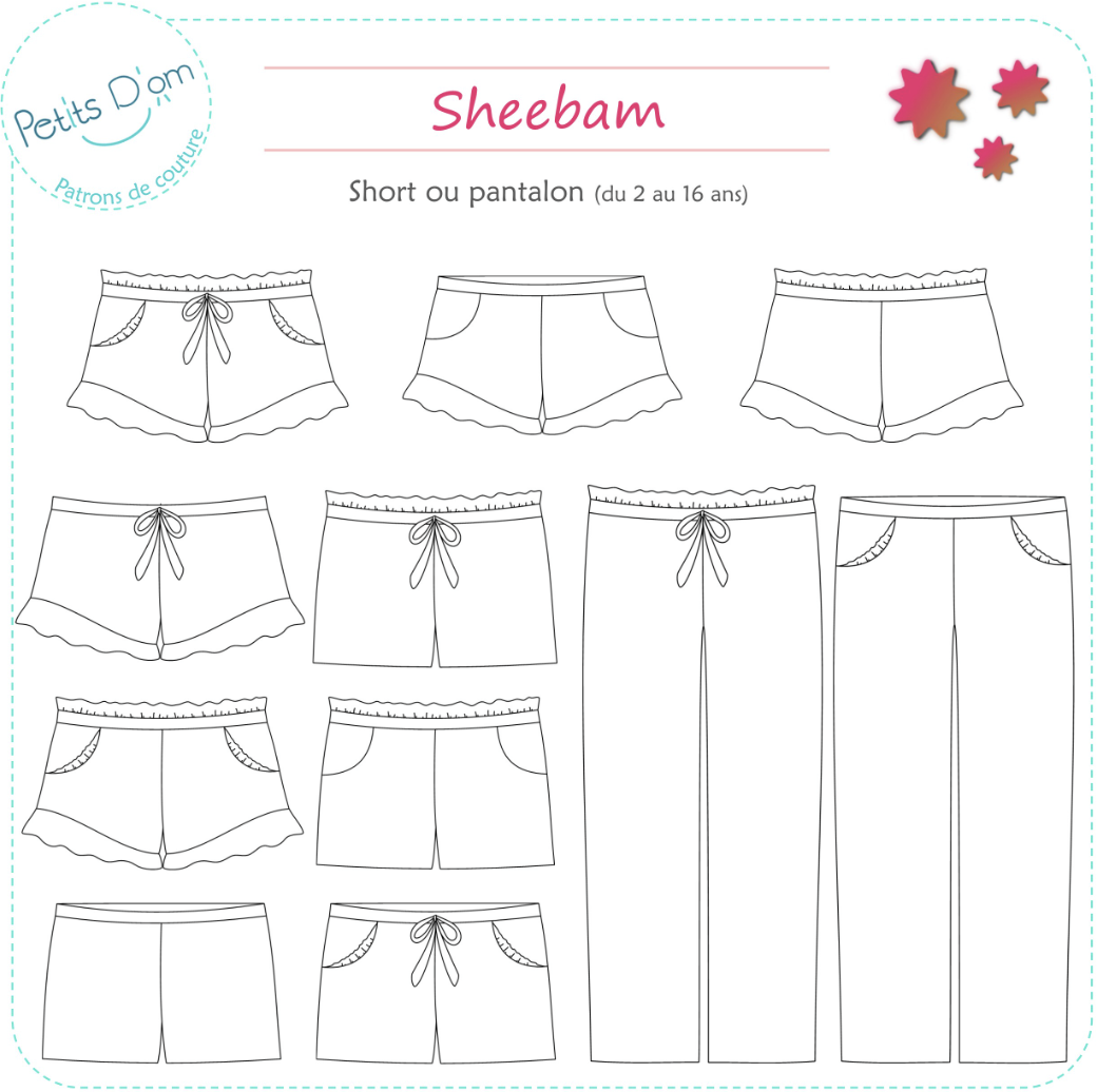Patron couture Short ou pantalon Sheebam (2 à 16 ans) par Petits D’om
