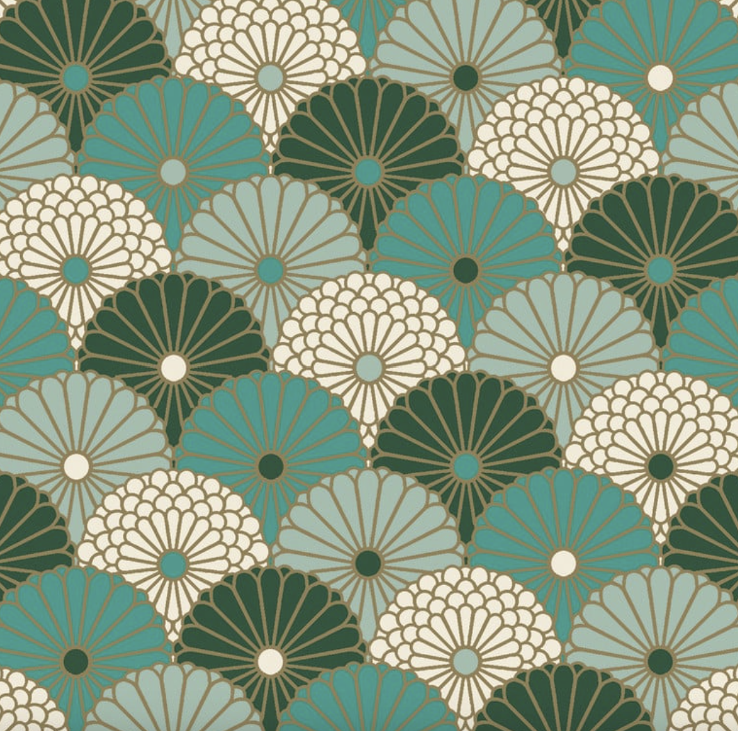 tissu percale de coton hiro turquoise safeco