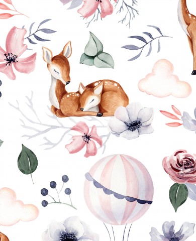 Tissu Motif Faon Biche Montgolfière – Sélection précommande Dadi & Nona