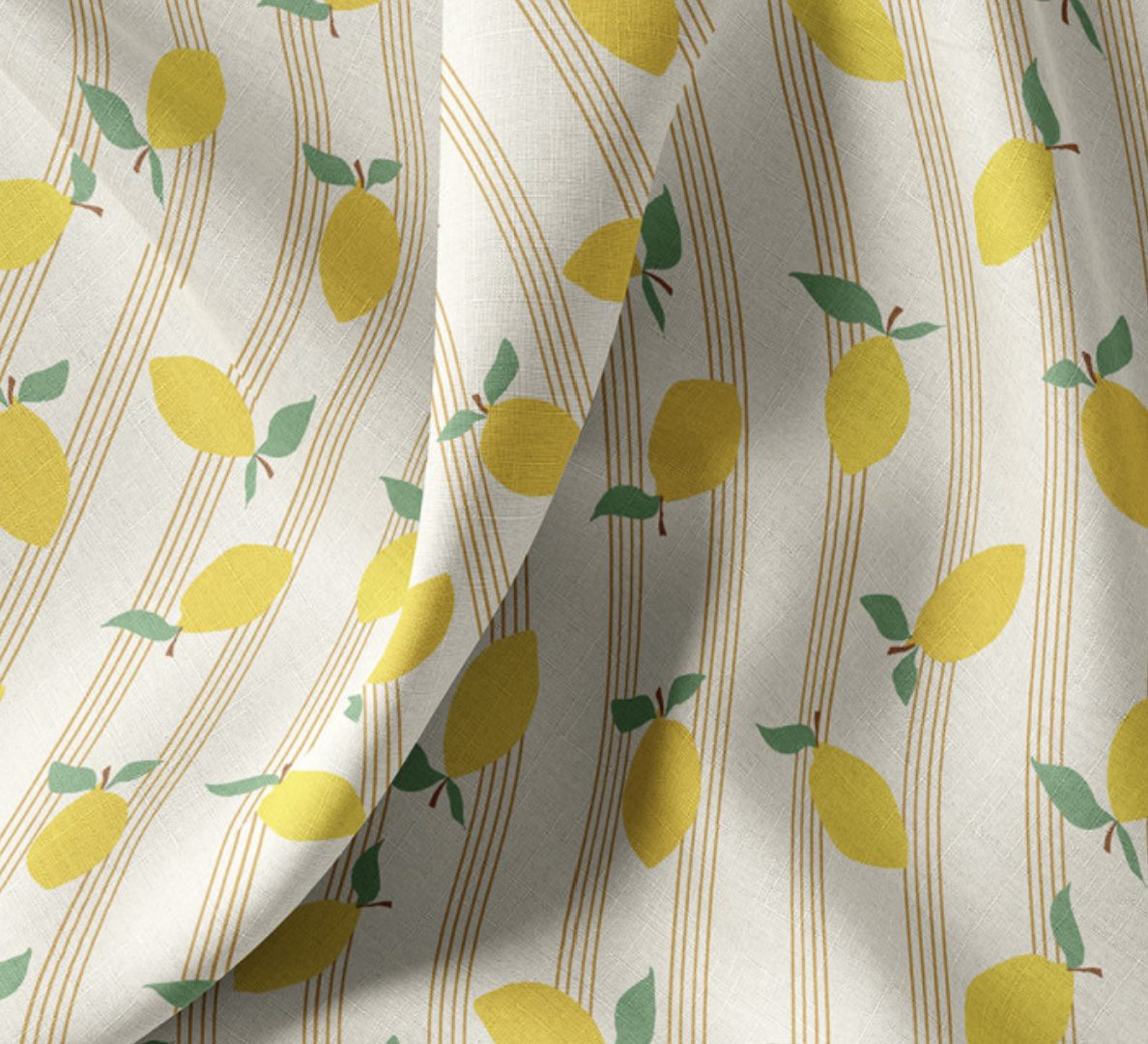 🍋 Coton imprimé floral LIME Écru / Jaune