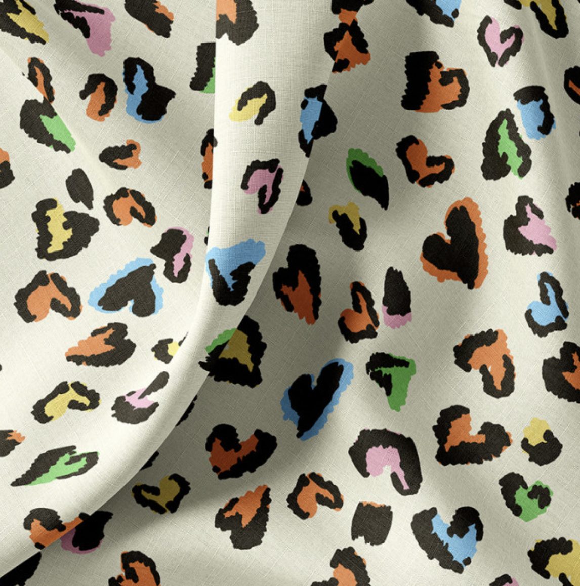 Coton imprimé Love Grrrr – Écru / Multicolore