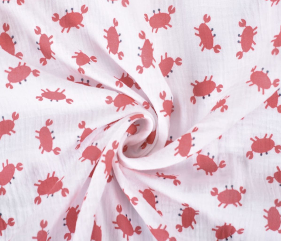 Double gaze coton Crabby le crabe 🦀 – par 10 cm