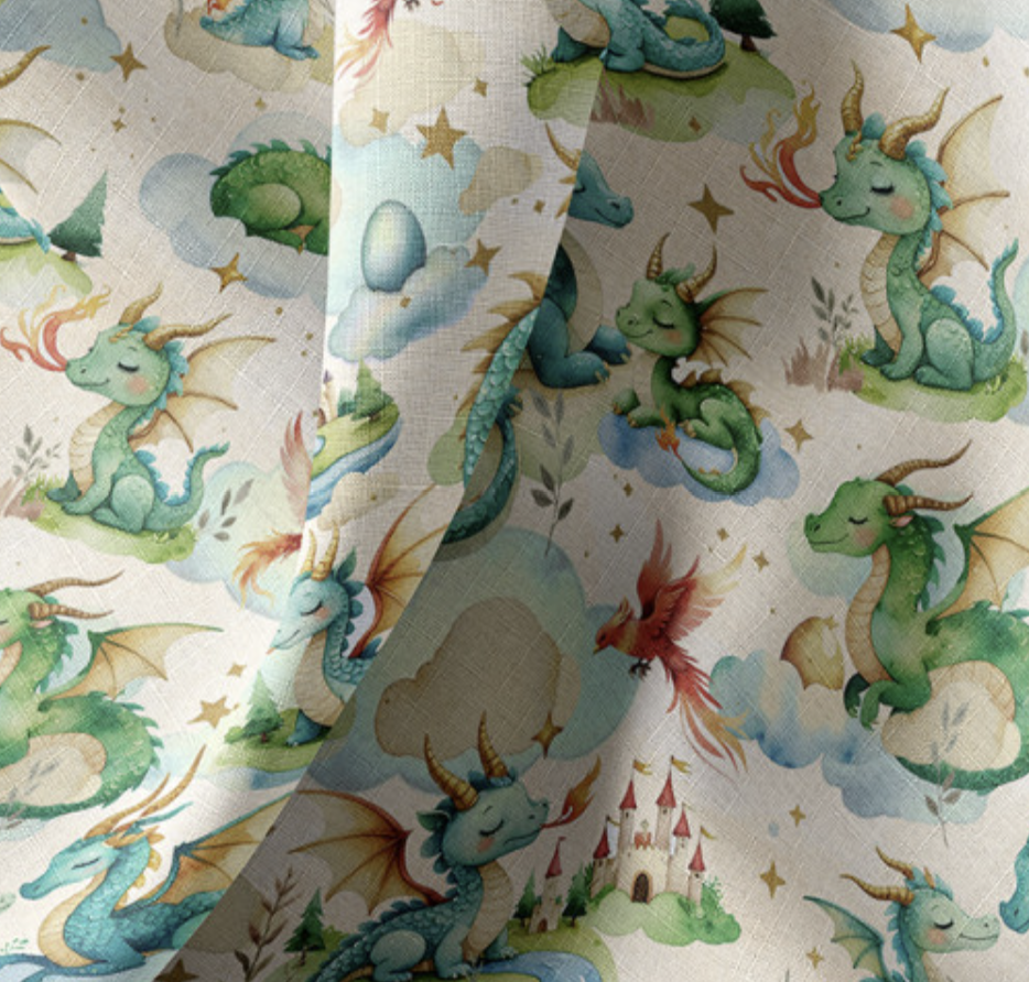 Tissu coton Royaume des Petits Dragons – par 10 cm